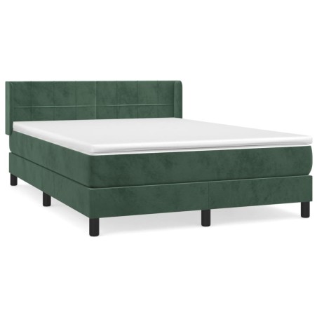 vidaXL Giroletto a Molle con Materasso Verde Scuro 140x190 cm Velluto