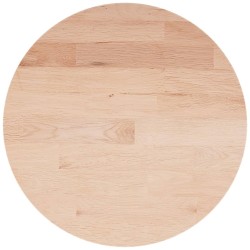 Piano Tavolo Rotondo Ø50x1,5 cm Massello di Rovere Non Trattato