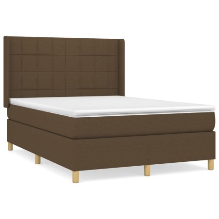 vidaXL Giroletto a Molle con Materasso Marrone Scuro 140x190cm Tessuto