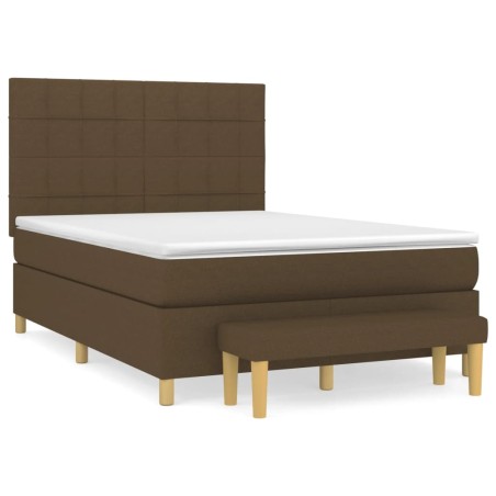 vidaXL Giroletto a Molle con Materasso Marrone Scuro 140x200cm Tessuto