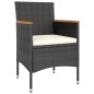 Set Mobili da Pranzo per Giardino 5 pz Polyrattan e Acacia Nero Set Mobili da Pranzo per Giardino 5 pz Polyrattan e Acacia Nero