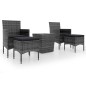 Set Bistrot da Giardino 5pz Polyrattan e Vetro Temperato Grigio Set Bistrot da Giardino 5pz Polyrattan e Vetro Temperato Grigio