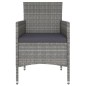 Set Bistrot da Giardino 5pz Polyrattan e Vetro Temperato Grigio Set Bistrot da Giardino 5pz Polyrattan e Vetro Temperato Grigio