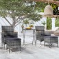 Set Bistrot da Giardino 5pz Polyrattan e Vetro Temperato Grigio Set Bistrot da Giardino 5pz Polyrattan e Vetro Temperato Grigio