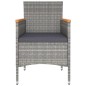 Set Bistrot da Giardino 5pz Polyrattan e Vetro Temperato Grigio Set Bistrot da Giardino 5pz Polyrattan e Vetro Temperato Grigio