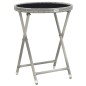 Set Bistrot da Giardino 5pz Polyrattan e Vetro Temperato Grigio Set Bistrot da Giardino 5pz Polyrattan e Vetro Temperato Grigio