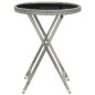 Set Bistrot da Giardino 5pz Polyrattan e Vetro Temperato Grigio Set Bistrot da Giardino 5pz Polyrattan e Vetro Temperato Grigio