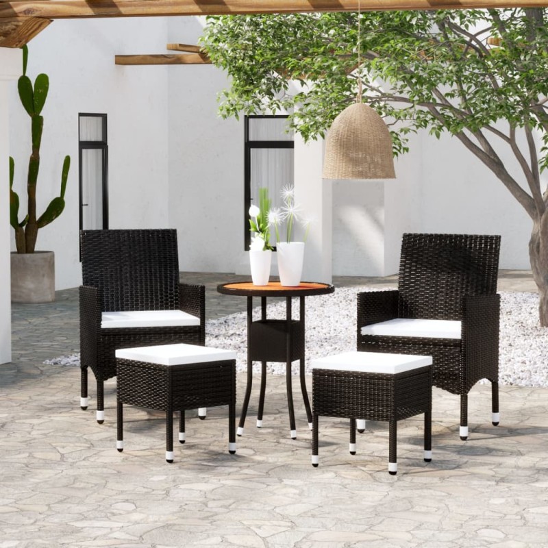 Set Divani da Giardino 5 pz in Polyrattan Nero Set Divani da Giardino 5 pz in Polyrattan Nero