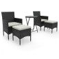 Set da Bistrot per Giardino 5pz Polyrattan Vetro Temperato Nero Set da Bistrot per Giardino 5pz Polyrattan Vetro Temperato Nero