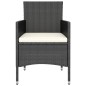 Set da Bistrot per Giardino 5pz Polyrattan Vetro Temperato Nero Set da Bistrot per Giardino 5pz Polyrattan Vetro Temperato Nero