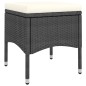 Set da Bistrot per Giardino 5pz Polyrattan Vetro Temperato Nero Set da Bistrot per Giardino 5pz Polyrattan Vetro Temperato Nero