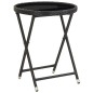 Set da Bistrot per Giardino 5pz Polyrattan Vetro Temperato Nero Set da Bistrot per Giardino 5pz Polyrattan Vetro Temperato Nero