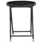 Set da Bistrot per Giardino 5pz Polyrattan Vetro Temperato Nero Set da Bistrot per Giardino 5pz Polyrattan Vetro Temperato Nero