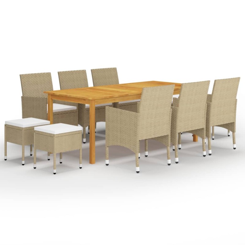 Set Mobili da Pranzo per Giardino 11 pz Beige Set Mobili da Pranzo per Giardino 11 pz Beige
