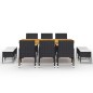 Set Mobili da Pranzo per Giardino 11 pz Nero Set Mobili da Pranzo per Giardino 11 pz Nero