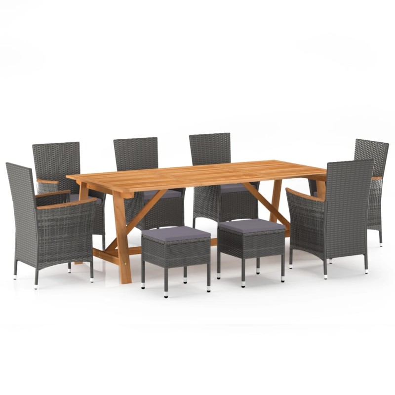 Set Mobili da Pranzo per Giardino 9 pz Grigio Set Mobili da Pranzo per Giardino 9 pz Grigio