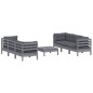 Set Divani da Giardino 7 pz con Cuscini Antracite Legno di Pino Set Divani da Giardino 7 pz con Cuscini Antracite Legno di Pino