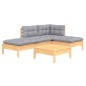 Set Divani da Giardino 5 pz con Cuscini Grigi Massello di Pino Set Divani da Giardino 5 pz con Cuscini Grigi Massello di Pino