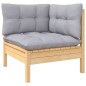 Set Divani da Giardino 5 pz con Cuscini Grigi Massello di Pino Set Divani da Giardino 5 pz con Cuscini Grigi Massello di Pino