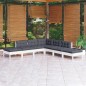 Set Divani da Giardino 7 pz con Cuscini Bianchi Legno di Pino Set Divani da Giardino 7 pz con Cuscini Bianchi Legno di Pino