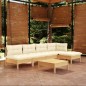 Set Divani da Giardino 6 pz con Cuscini Crema in Massello di Pino Set Divani da Giardino 6 pz con Cuscini Crema in Massello di Pino
