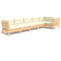Set Salotto da Giardino 6 pz con Cuscini Crema Legno di Pino Set Salotto da Giardino 6 pz con Cuscini Crema Legno di Pino