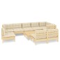 Set Divani da Giardino 10 pz con Cuscini Crema Massello di Pino Set Divani da Giardino 10 pz con Cuscini Crema Massello di Pino