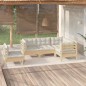 Set Divani da Giardino 5 pz con Cuscini Crema in Massello di Pino Set Divani da Giardino 5 pz con Cuscini Crema in Massello di Pino