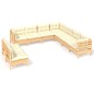 Set Divani da Giardino 9 pz con Cuscini Crema Massello di Pino