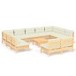 Set Divani da Giardino 12 pz con Cuscini Crema Massello di Pino