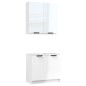 Set di Mobili da Bagno 2 pz Bianco Lucido in Legno Multistrato Set di Mobili da Bagno 2 pz Bianco Lucido in Legno Multistrato