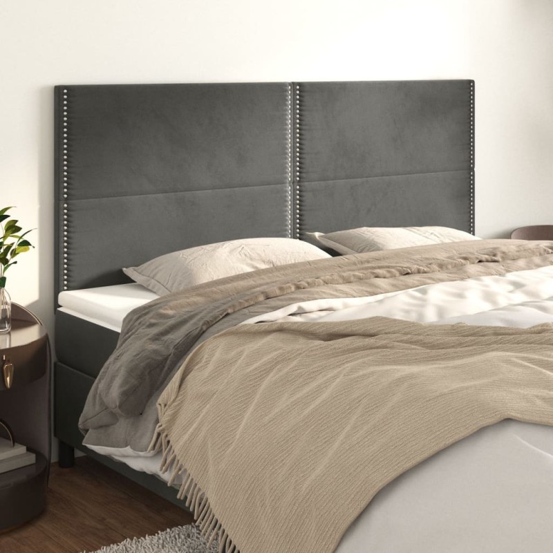 Testiera 4 pz Grigio Scuro 80x5x78/88 cm in Velluto Testiera 4 pz Grigio Scuro 80x5x78/88 cm in Velluto