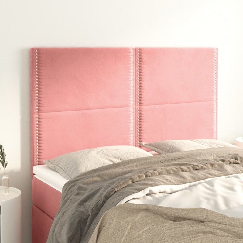 Testiere 4 pz Rosa 72x5x78/88 cm in Velluto Testiere 4 pz Rosa 72x5x78/88 cm in Velluto