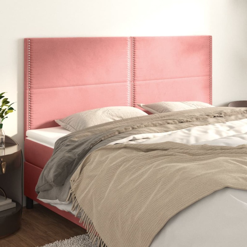 Testiera 4 pz Rosa 80x5x78/88 cm in Velluto Testiera 4 pz Rosa 80x5x78/88 cm in Velluto