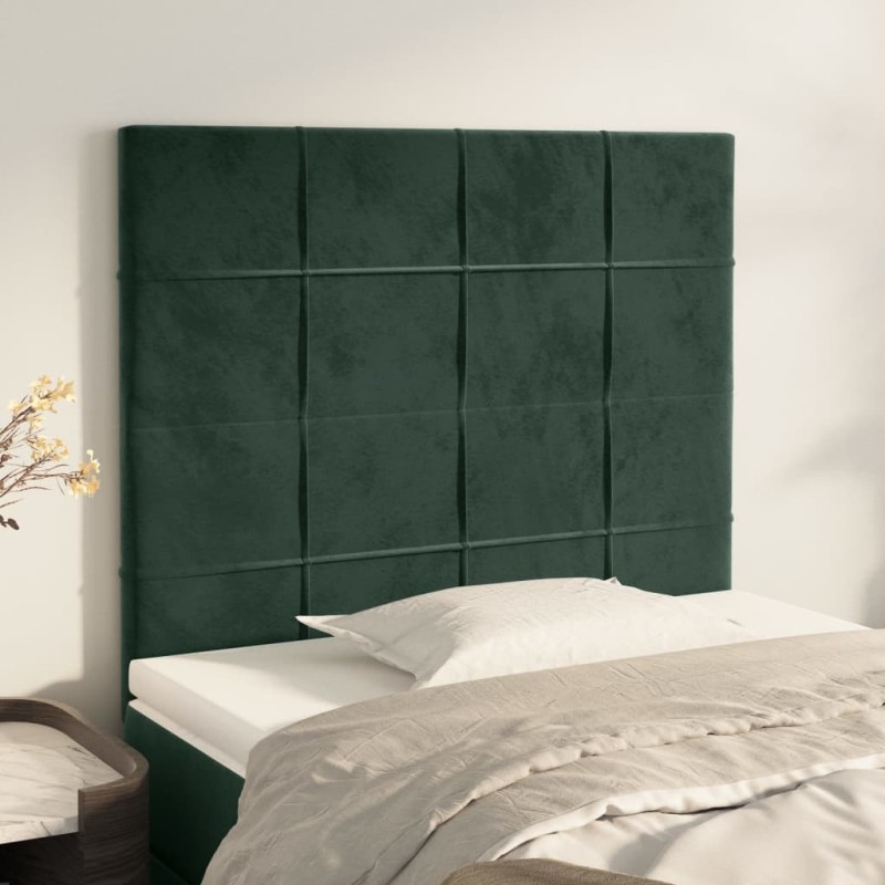 Testiere 2 pz Verde Scuro 100x5x78/88 cm in Velluto Testiere 2 pz Verde Scuro 100x5x78/88 cm in Velluto