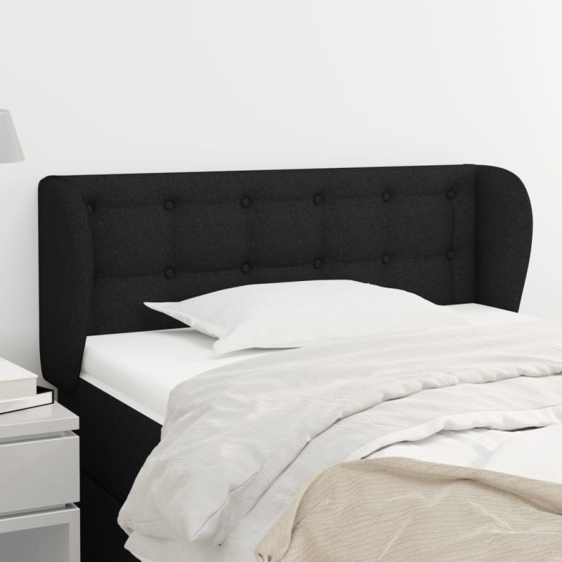 Testiera ad Orecchio Nera 103x23x78/88 cm in Tessuto Testiera ad Orecchio Nera 103x23x78/88 cm in Tessuto