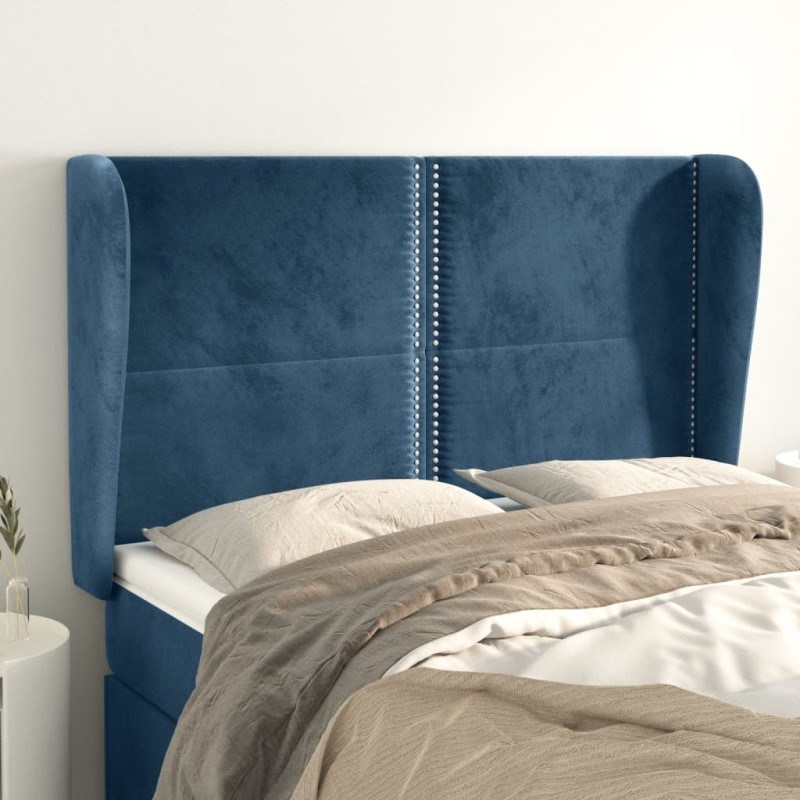 Testiera ad Orecchio Blu Scuro 147x23x118/128cm in Velluto Testiera ad Orecchio Blu Scuro 147x23x118/128cm in Velluto