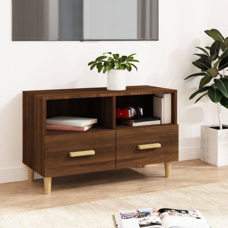 Mobile Porta TV Rovere Marrone 80x36x50 cm in Legno Multistrato Mobile Porta TV Rovere Marrone 80x36x50 cm in Legno Multistrato