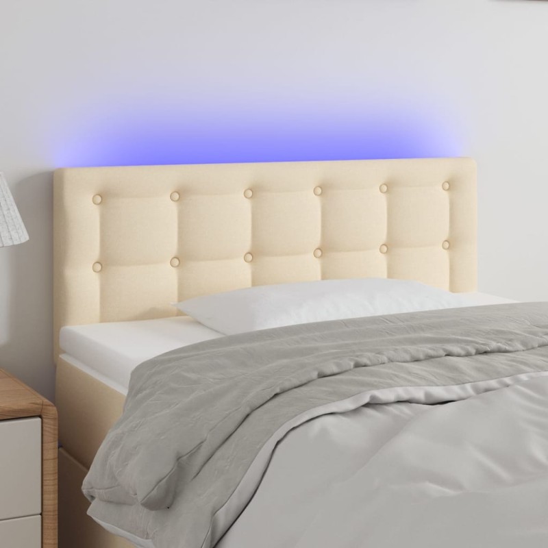 Testiera a LED Crema 100x5x78/88 cm in Tessuto Testiera a LED Crema 100x5x78/88 cm in Tessuto