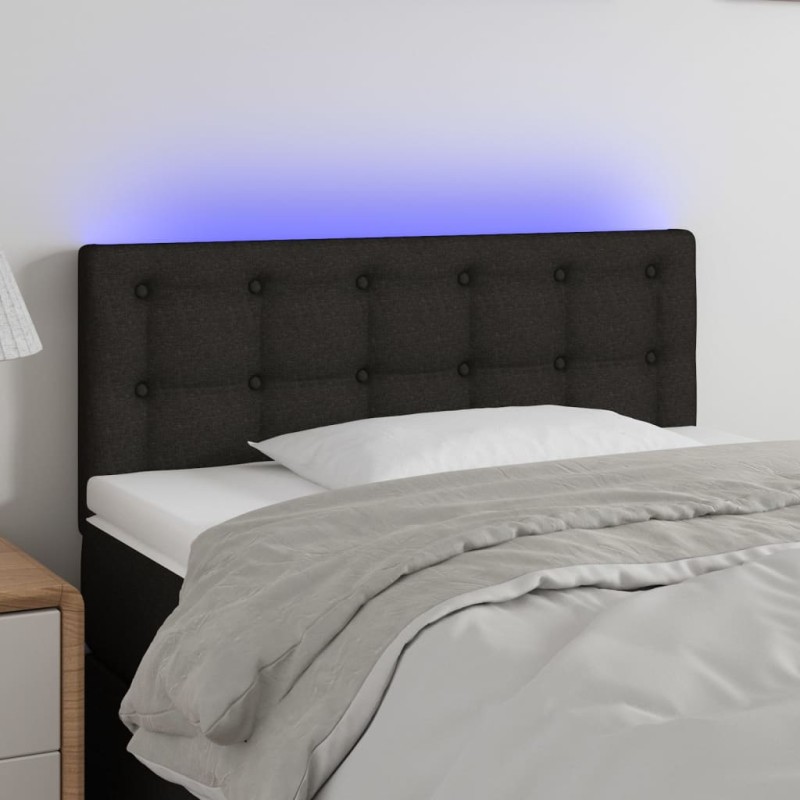 Testiera a LED Nera 80x5x78/88 cm in Tessuto Testiera a LED Nera 80x5x78/88 cm in Tessuto