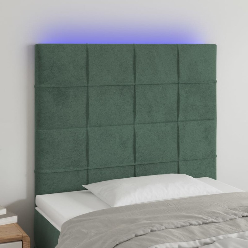 Testiera a LED Verde Scuro 100x5x118/128cm in Velluto Testiera a LED Verde Scuro 100x5x118/128cm in Velluto
