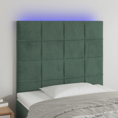 Testiera a LED Verde Scuro 100x5x118/128cm in Velluto