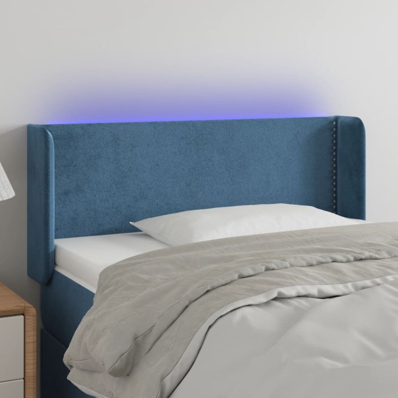 Testiera a LED Blu Scuro 103x16x78/88 cm in Velluto Testiera a LED Blu Scuro 103x16x78/88 cm in Velluto