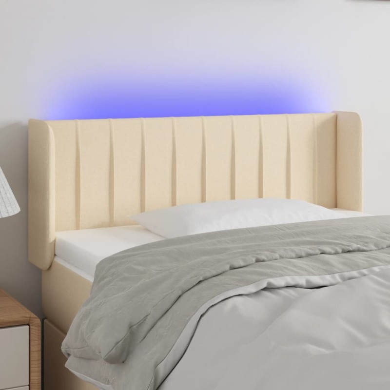 Testiera a LED Crema 83x16x78/88 cm in Tessuto Testiera a LED Crema 83x16x78/88 cm in Tessuto