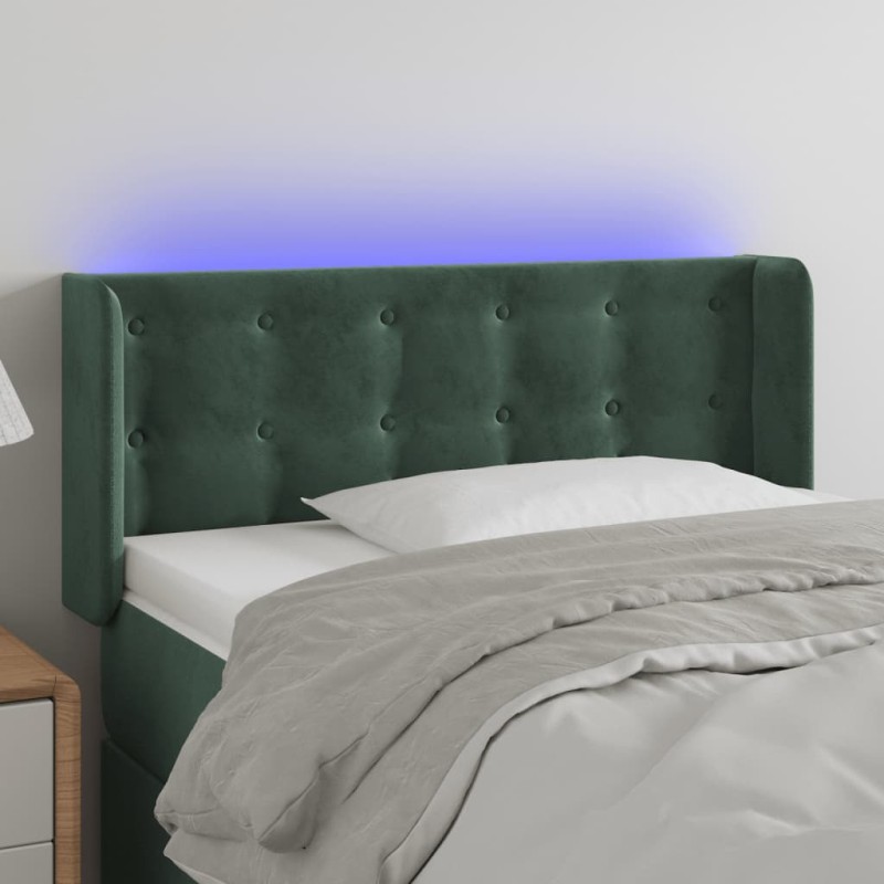 Testiera a LED Verde Scuro 103x16x78/88 cm in Velluto Testiera a LED Verde Scuro 103x16x78/88 cm in Velluto