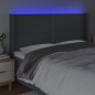 Testiera a LED GrigioScuro 183x16x118/128cm inTessuto Testiera a LED GrigioScuro 183x16x118/128cm inTessuto