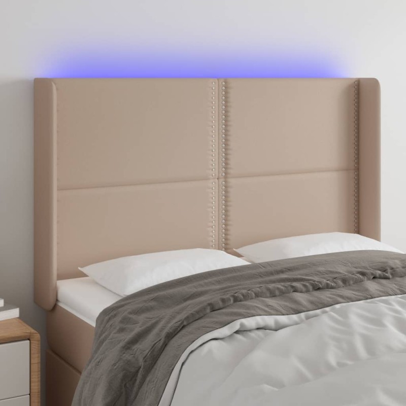 Testiera a LED Cappuccino 147x16x118/128 cm in Similpelle Testiera a LED Cappuccino 147x16x118/128 cm in Similpelle