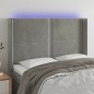 Testiera a LED Grigio Chiaro 147x16x118/128 cm in Velluto Testiera a LED Grigio Chiaro 147x16x118/128 cm in Velluto