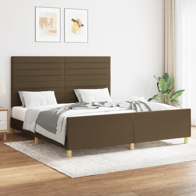 Giroletto senza Materasso Marrone Scuro 160x200 cm Tessuto Giroletto senza Materasso Marrone Scuro 160x200 cm Tessuto