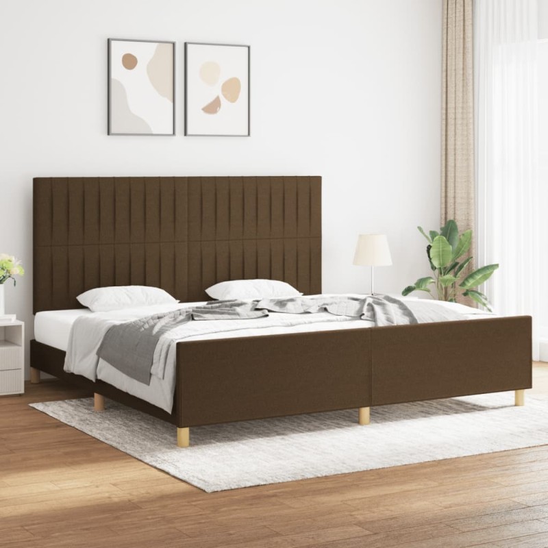 Giroletto senza Materasso Marrone Scuro 200x200 cm in Tessuto Giroletto senza Materasso Marrone Scuro 200x200 cm in Tessuto